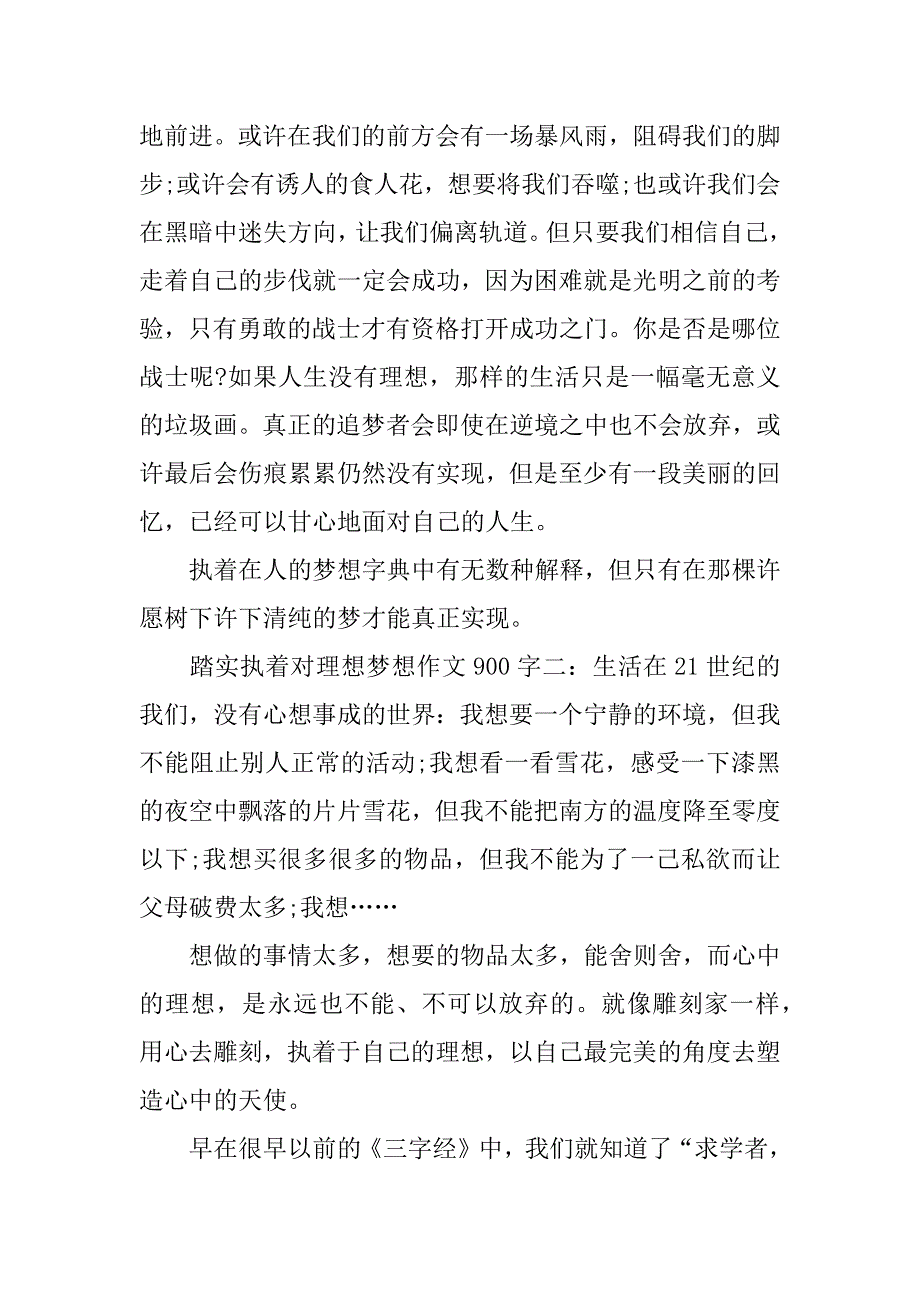 踏实执着对理想梦想作文900字_第3页