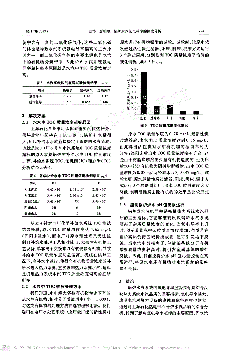 影响电厂锅炉水汽氢电导率的因素分析_第3页