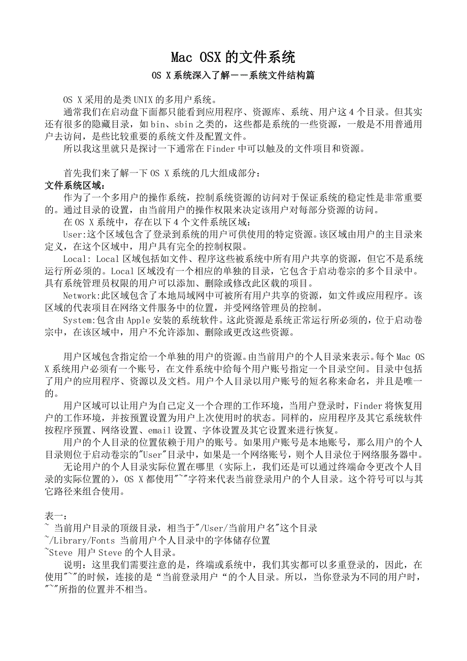 Mac OSX的文件系统OS X系统深入了解－－系统文件结构篇_第1页