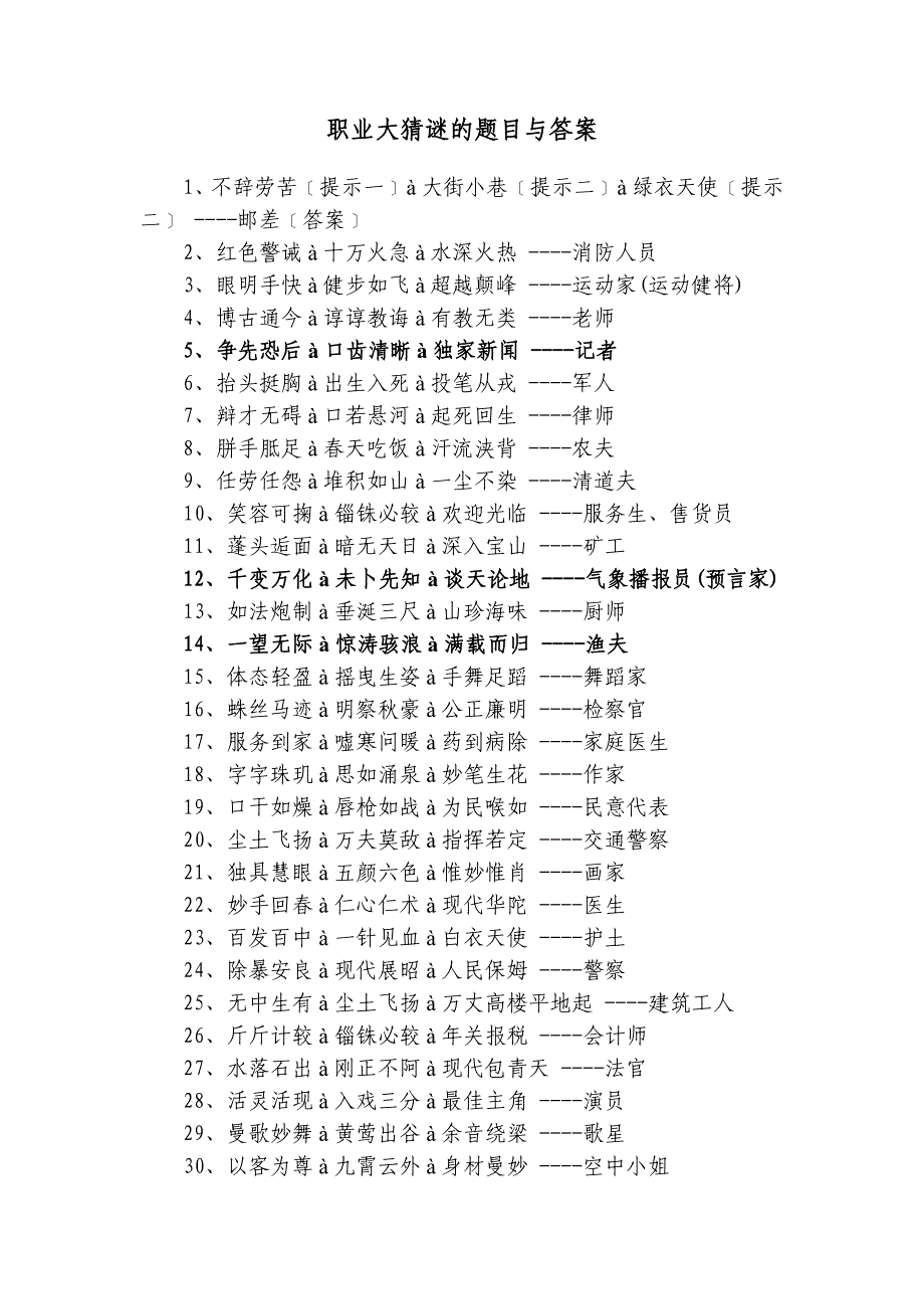 职业大猜谜的题目与答案_第1页