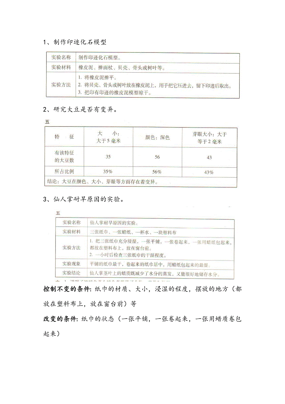 苏教版六年级科学上下册实验报告_第1页