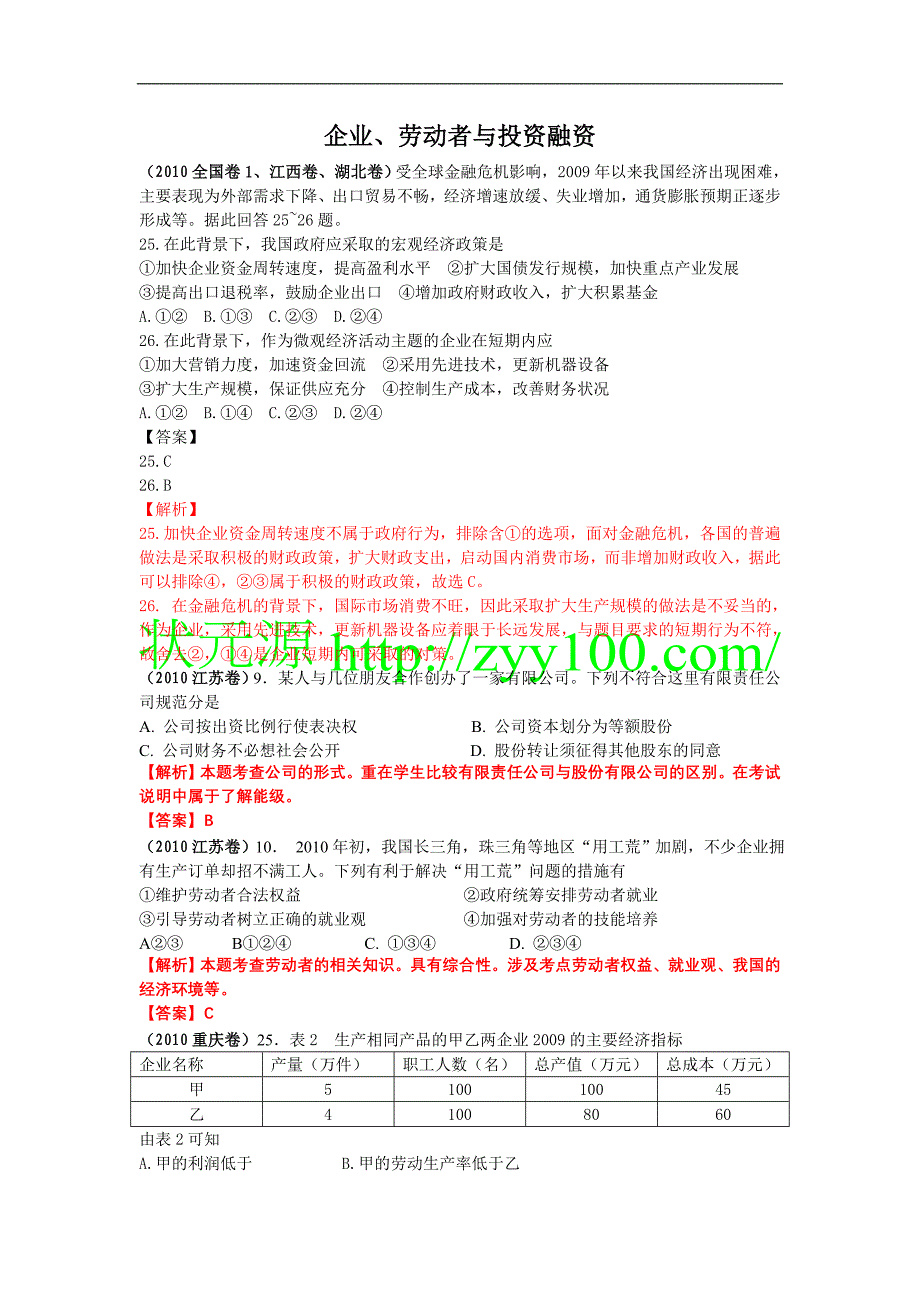 企业劳动者与投资融资_第1页