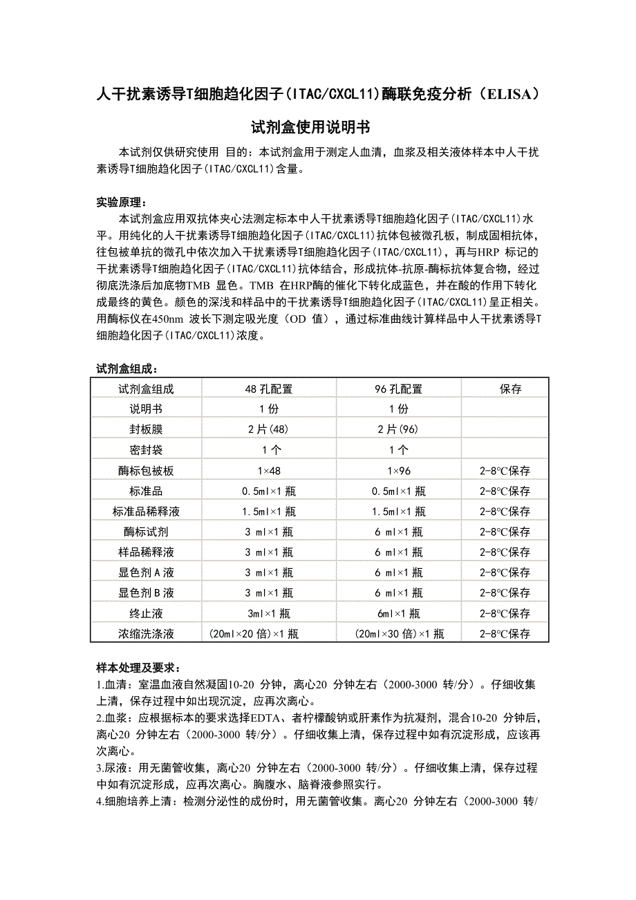 人干扰素诱导t细胞趋化因子（itaccxcl11）酶联免疫_第1页