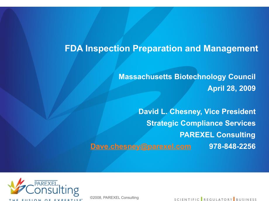 FDA Inspection Preparation and Management：FDA检查的准备和管理_第1页