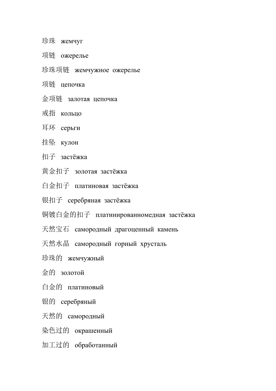 珠宝词汇 俄语各种专业词汇_第1页