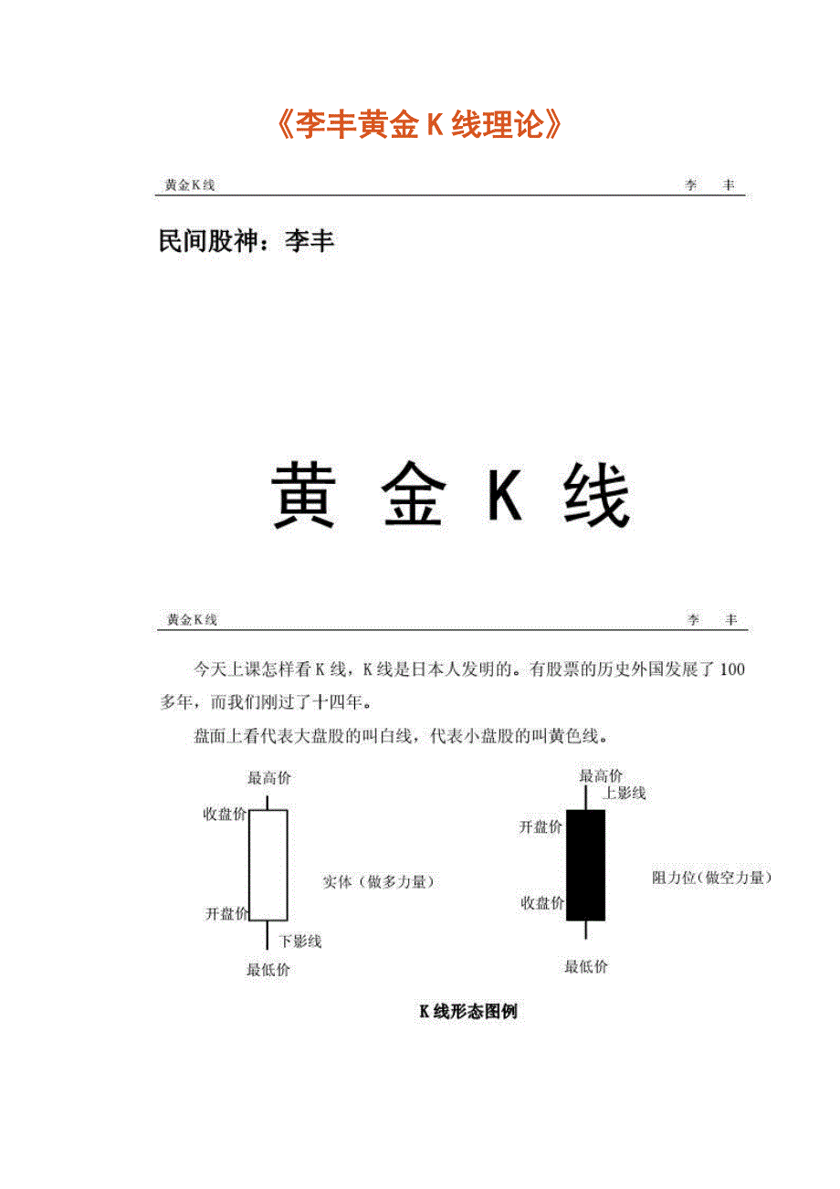 李丰黄金K线理论学习笔记_第1页