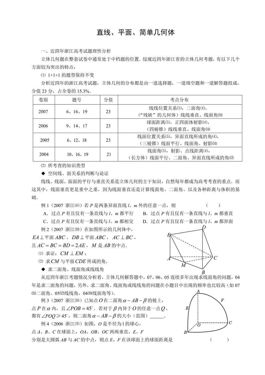 人教a版高三数学复习几何部分《直线、平面、简单几何体》_第1页