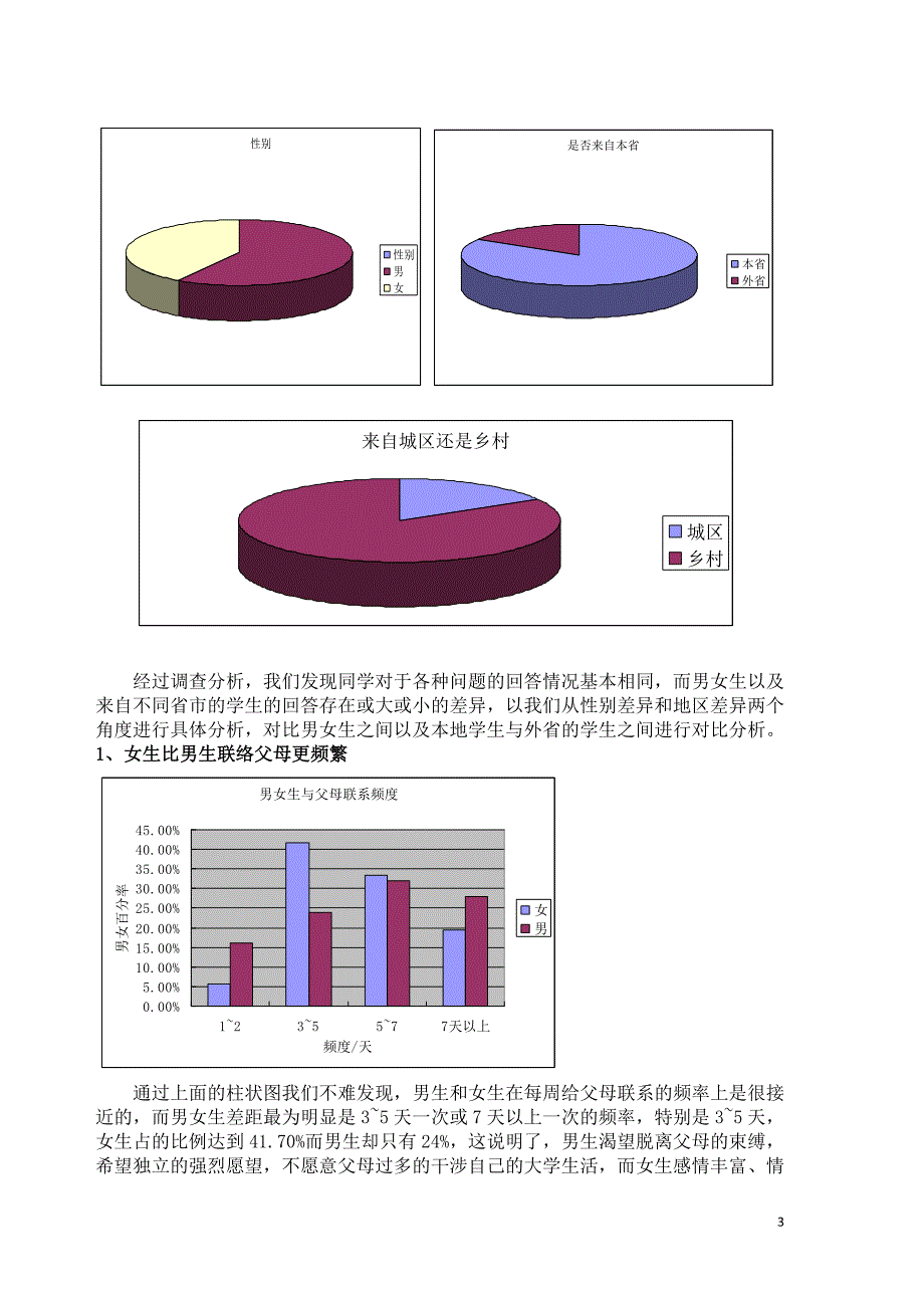 调查课题：材料化学专业学生与家长联系频度与方式的调查与分析_第3页