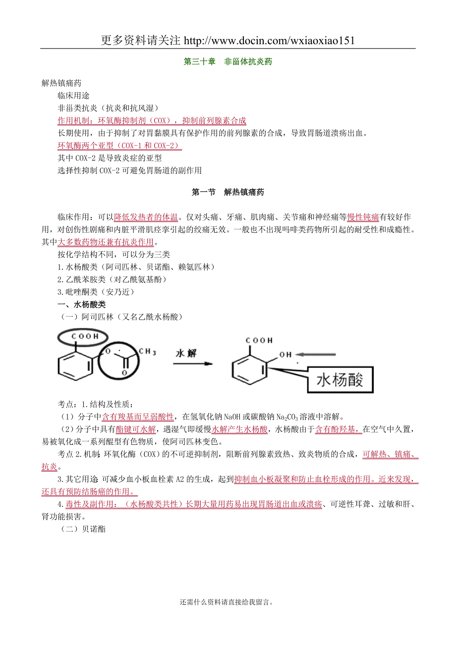 药物化学非甾体抗炎药考点归纳_第1页