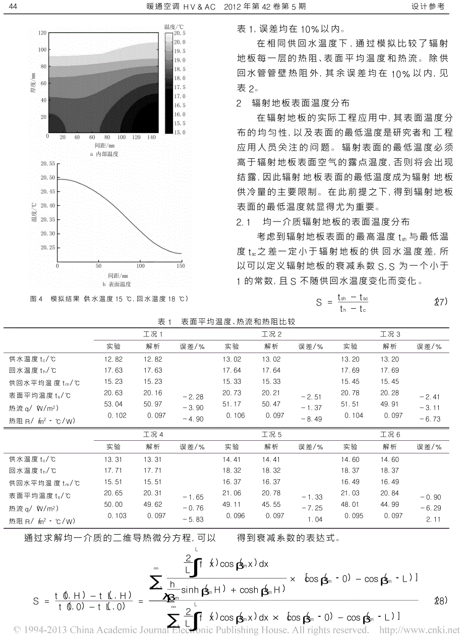 辐射地板供冷量及表面温度分布的简化计算方法_第4页