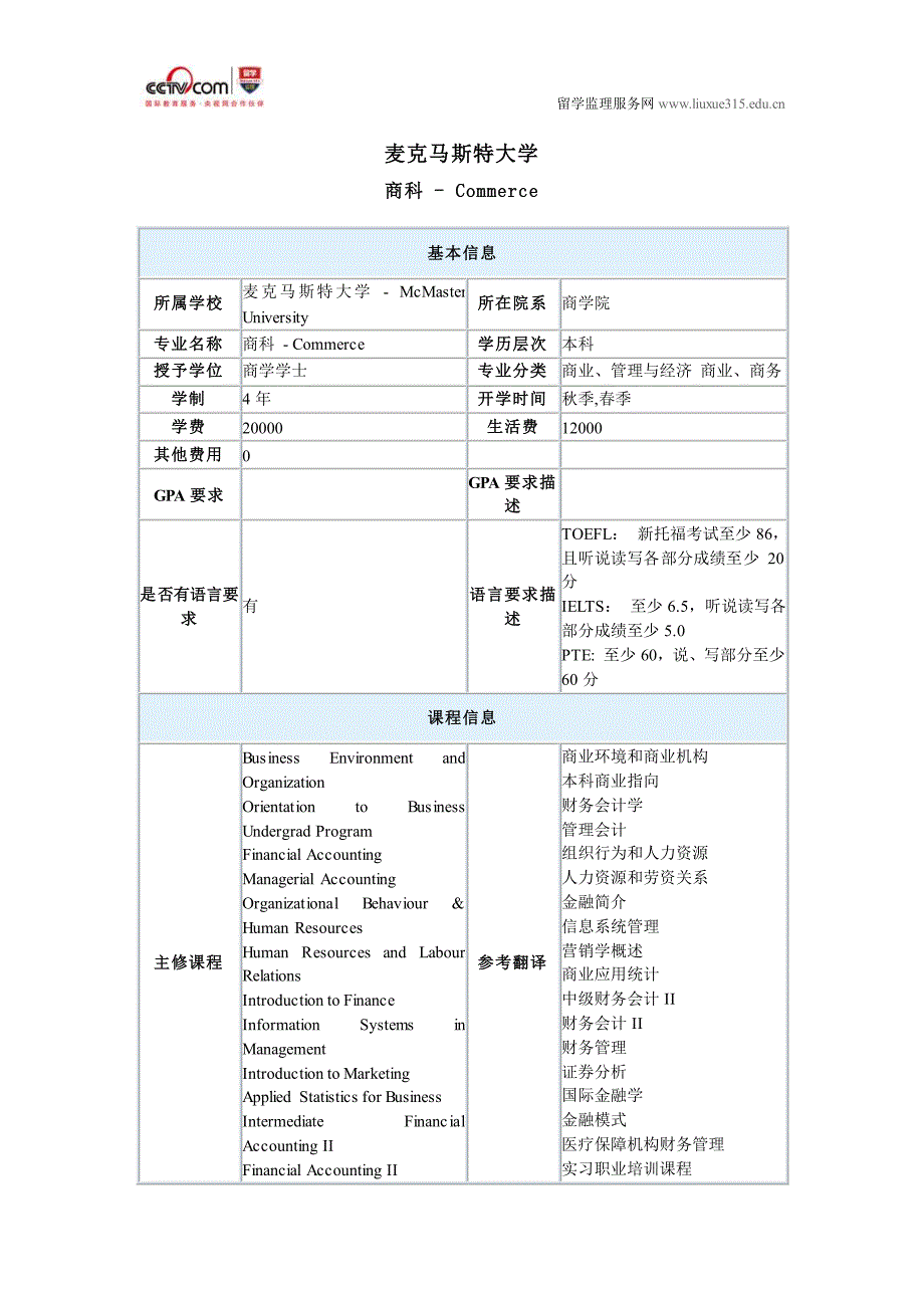 麦克马斯特大学商科专业本科_第1页