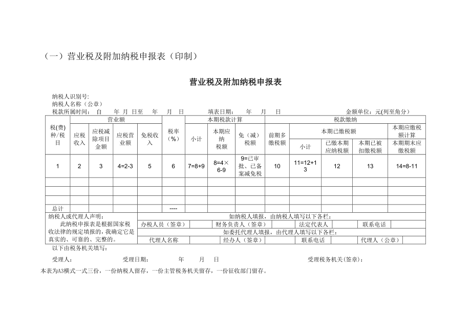 （一）营业税及附加纳税申报表（印制）_第1页