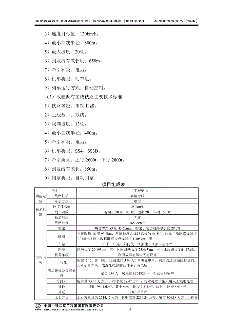 新建铁路西安至成都客运专线川陕省界至江油段项目变更环境影响报告书简本_第4页