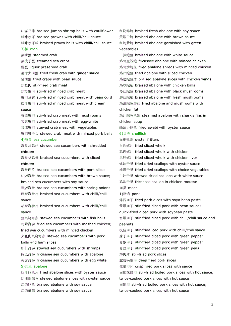 中西餐菜单的英文_第3页
