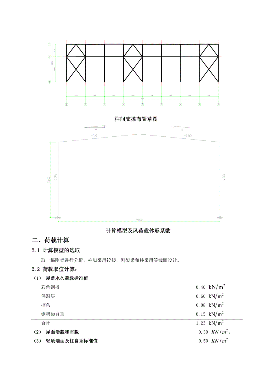 最新轻型门式钢架课程设计计算书_第2页