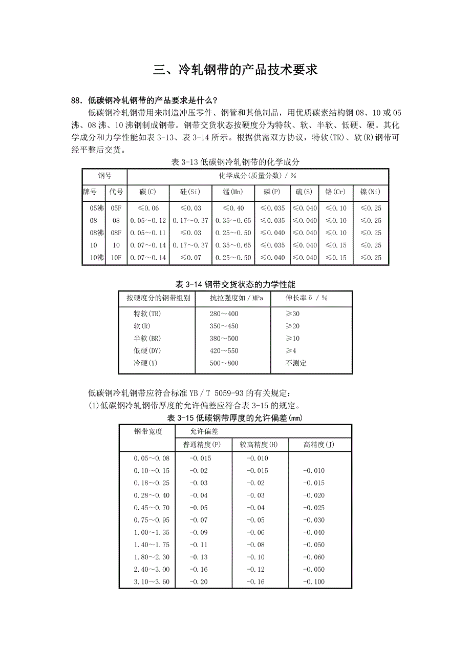 冷轧钢带的产品技术要求和冷轧工艺参数测量_第1页