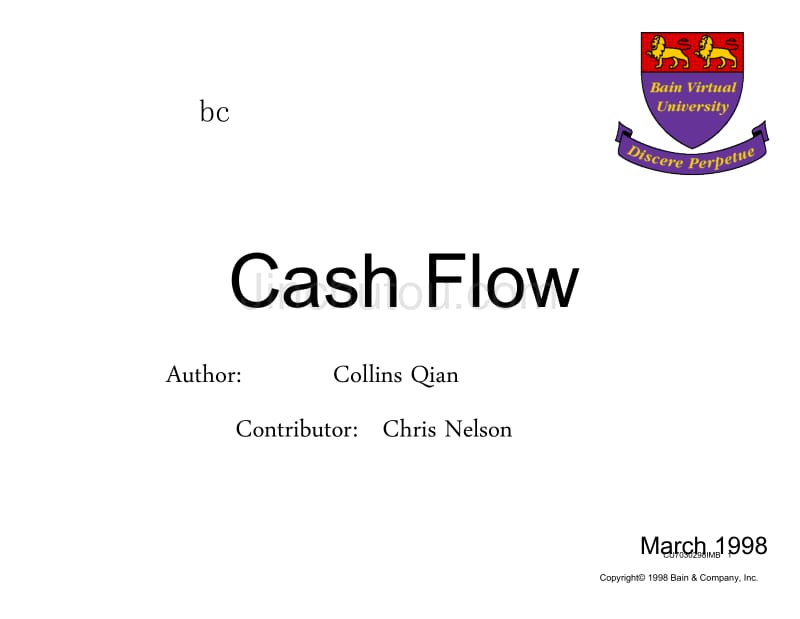 财务分析培训-贝恩资本财务分析Cash Flow_第1页