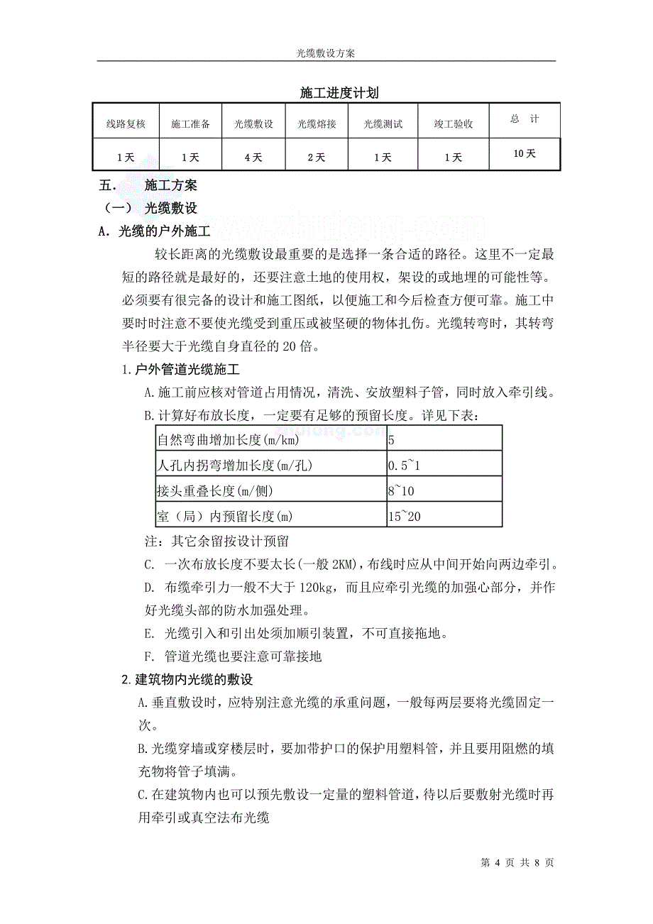 某光缆敷设工程施工方案_secret_第4页