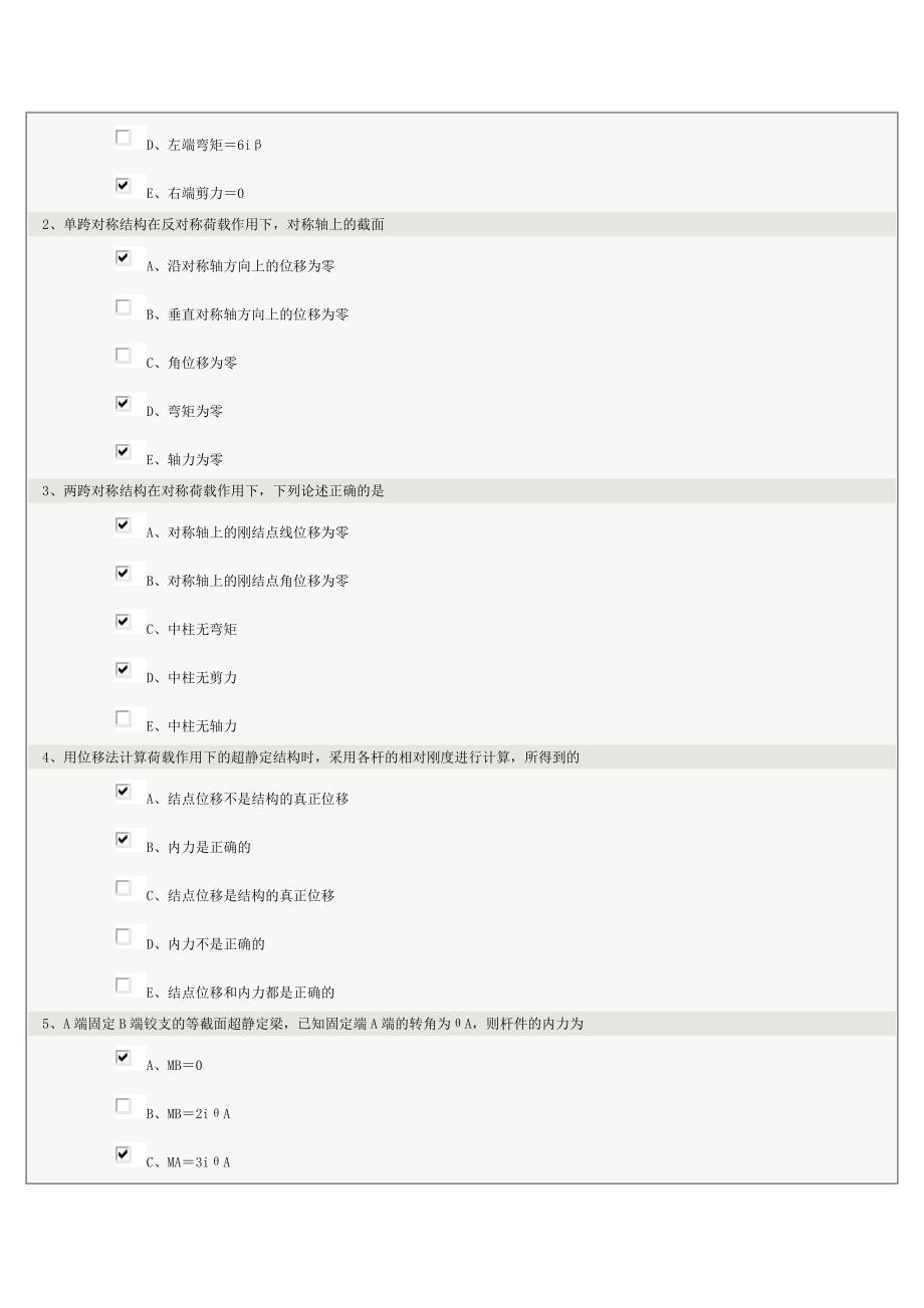 郑州大学远程教育在线测试答案结构力学07_第2页