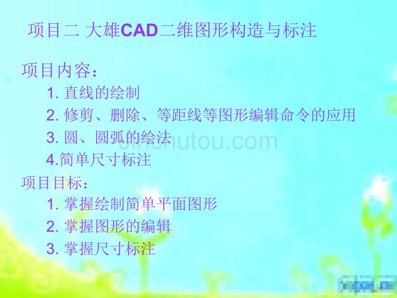 cad制图应用软件 项目二 大雄cad二维图形构造与标注_第1页