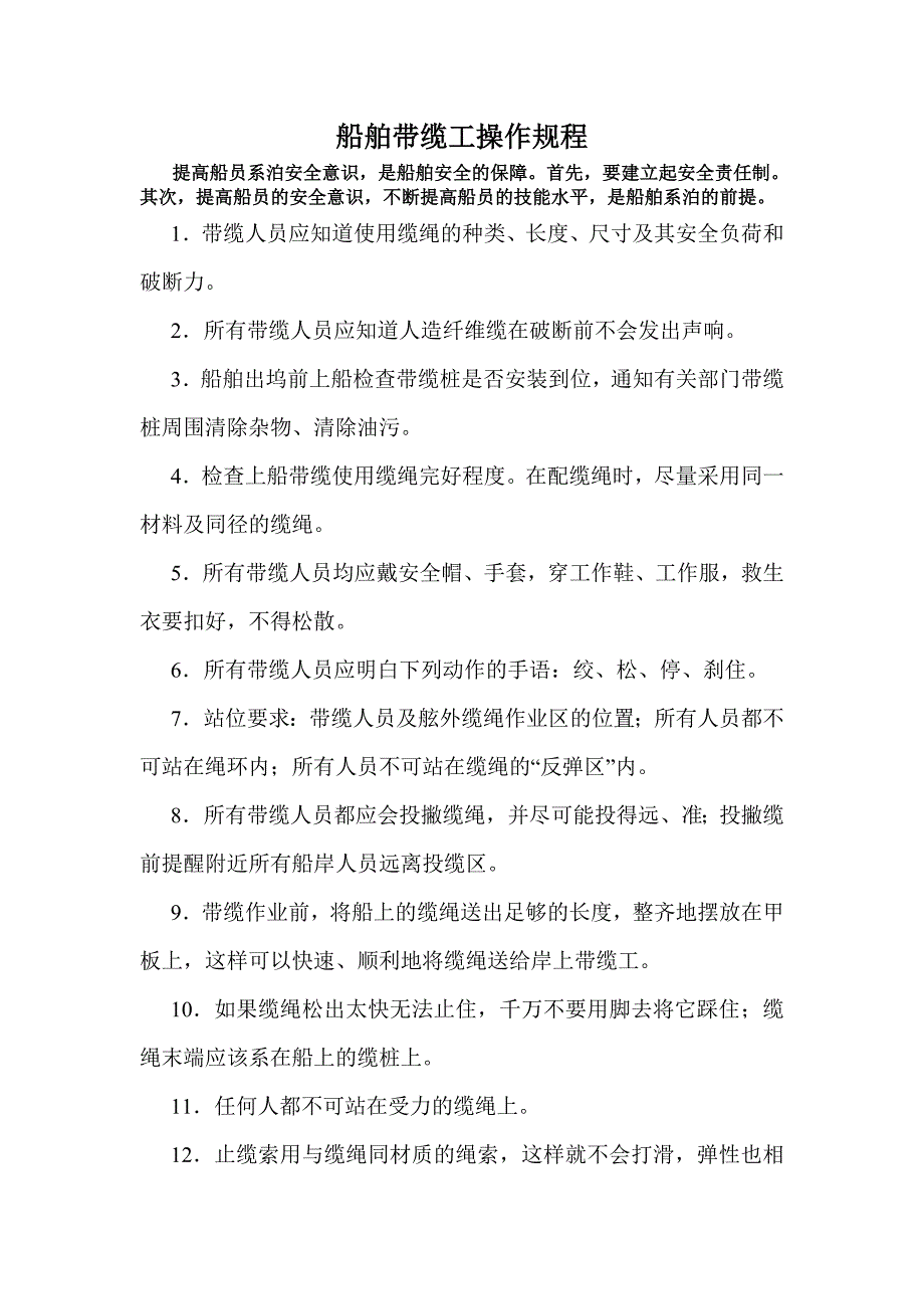 船舶带缆工操作注意事项_第1页
