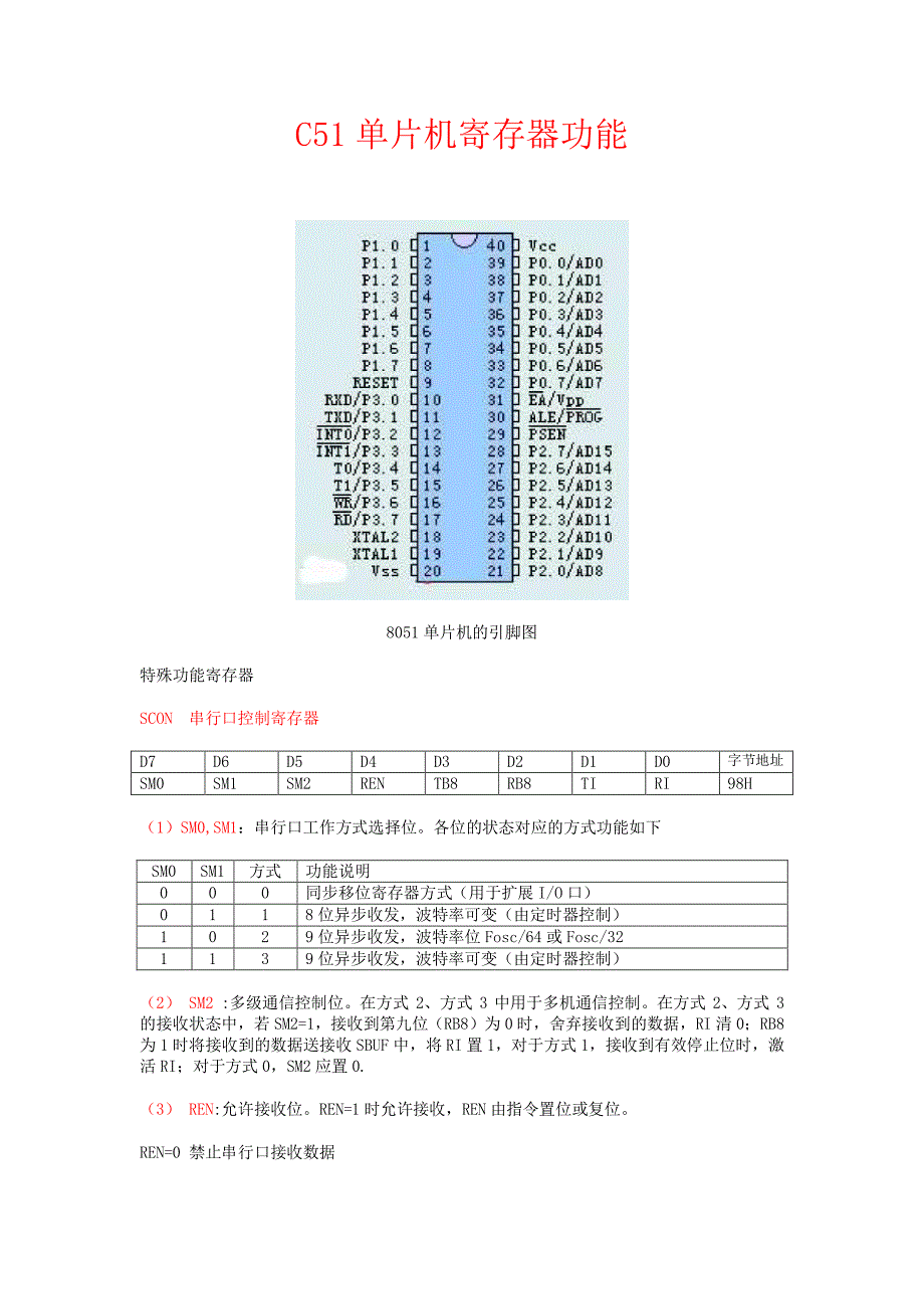 c51单片机寄存器功能_第1页