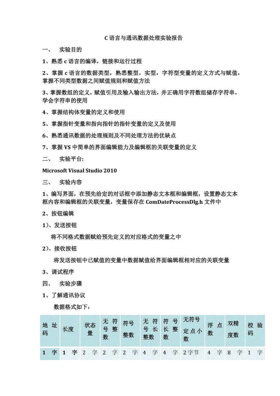 c语言与通讯数据处理实验报告a_第1页