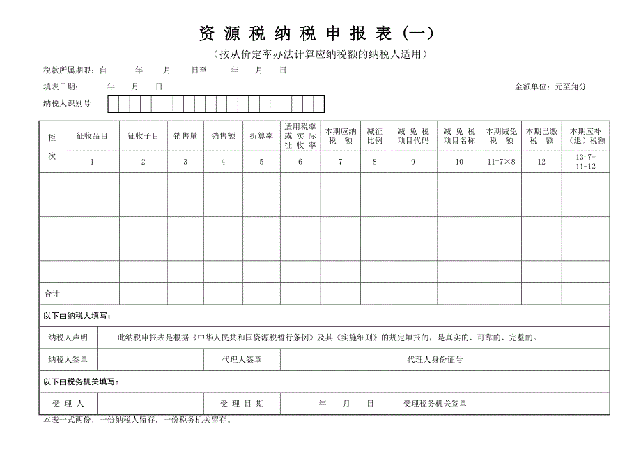 资源税纳税申报表（一）_第1页