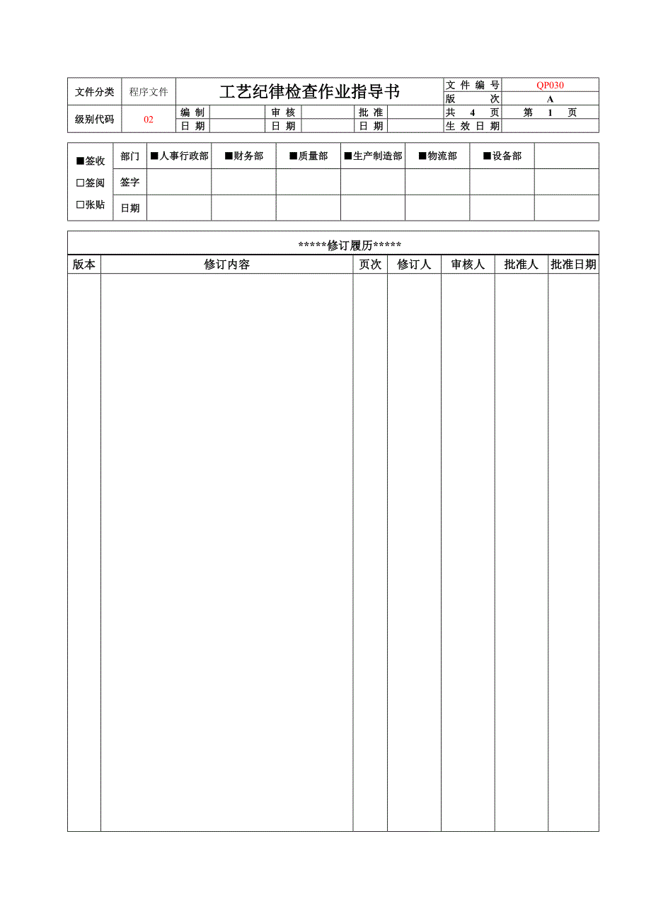 工艺纪律检查作业指导书_第1页