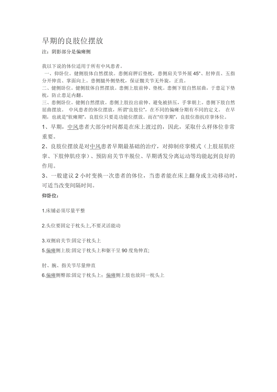 脑卒中患者的良肢位摆放的图片_第1页