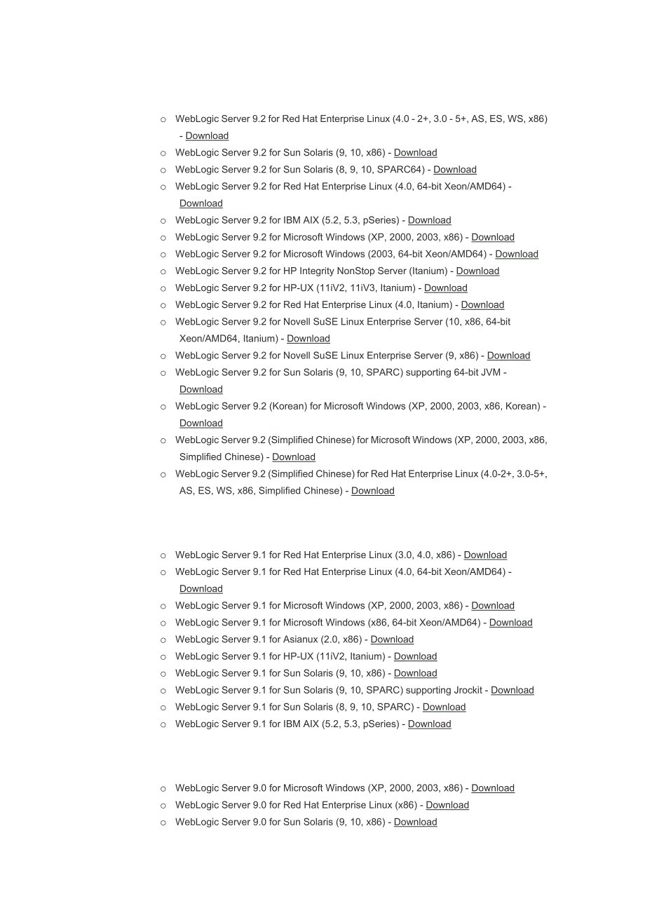 weblogic各版本下载地址_第3页