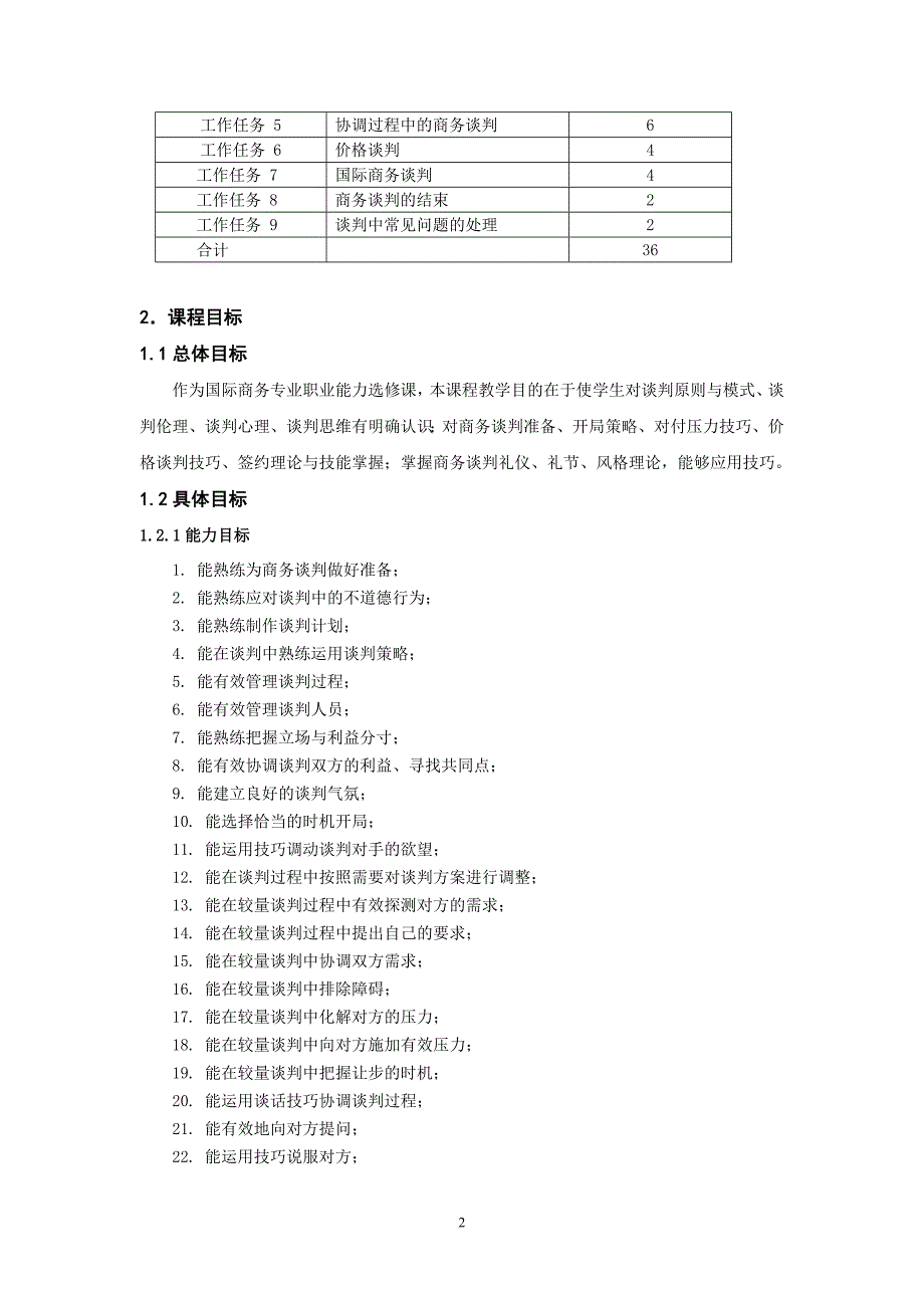 《商务谈判》课程标准)_第2页