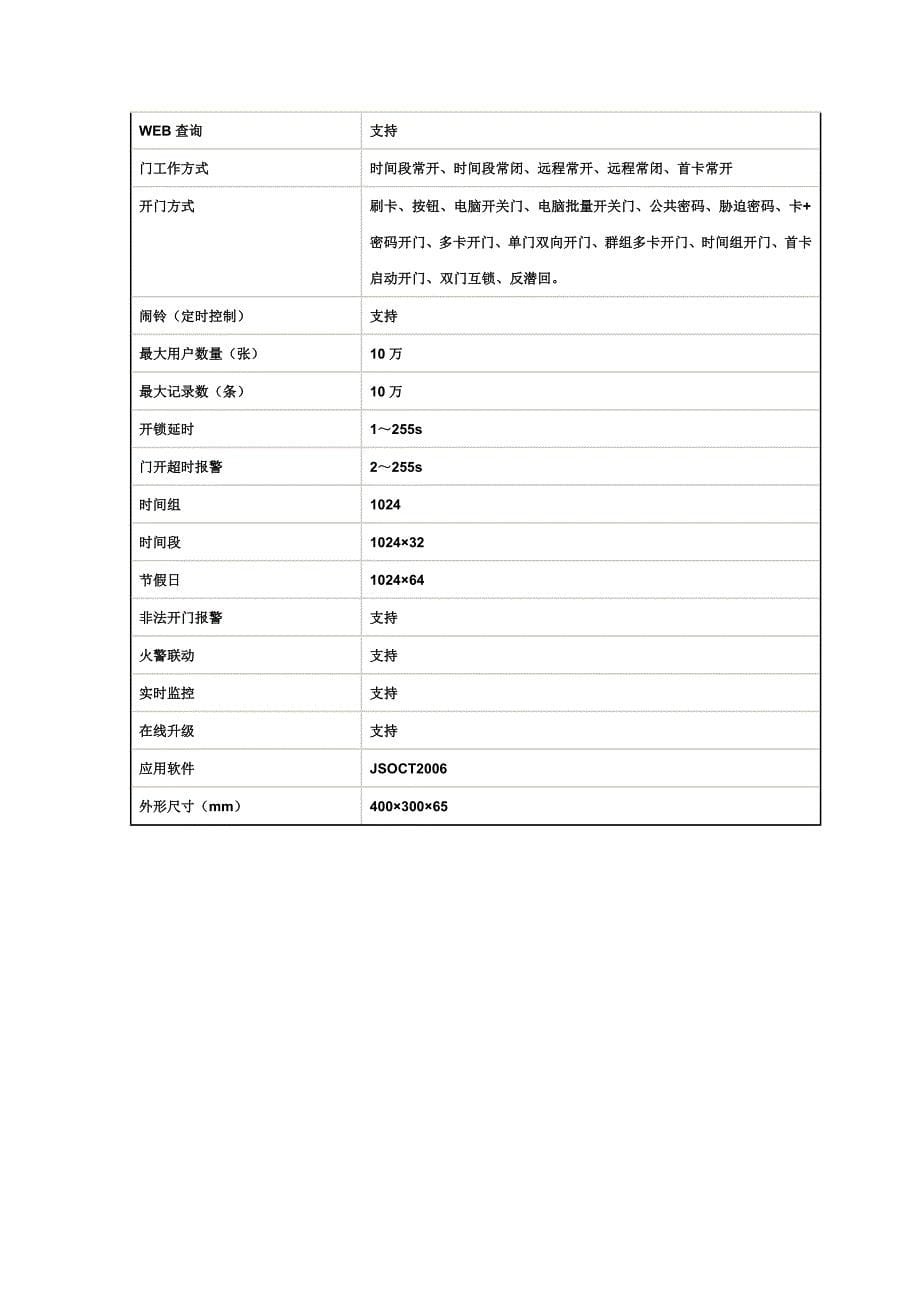 捷顺门禁、考勤、消费产品技术参数_第5页