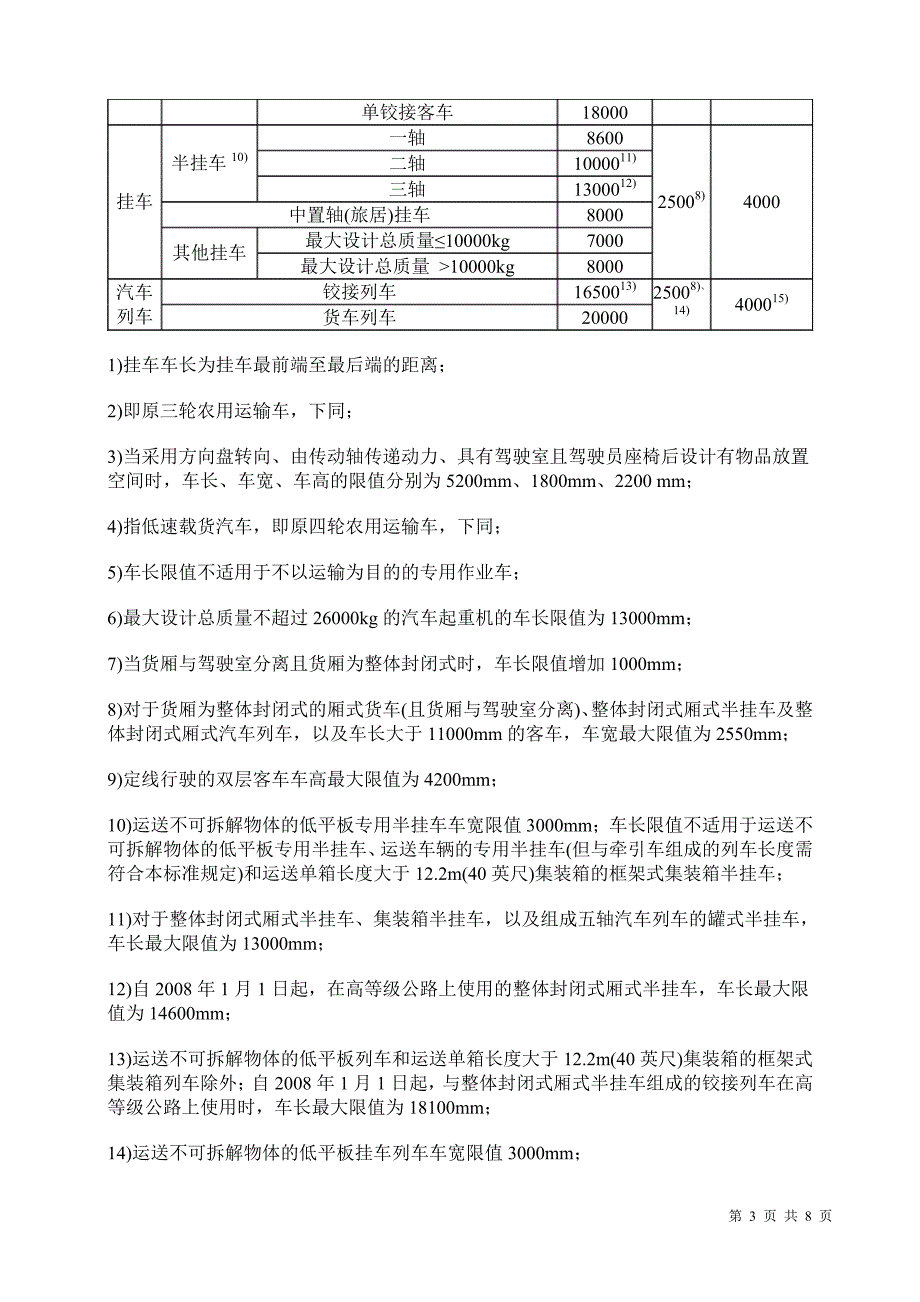 《道路车辆外廓尺寸、轴荷及质量限值》_第3页