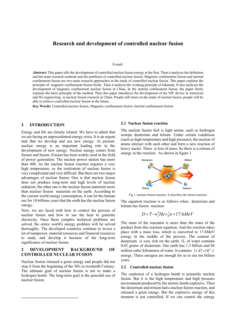 南理工_new energy technology_research and development of controlled nuclear fusion_第1页