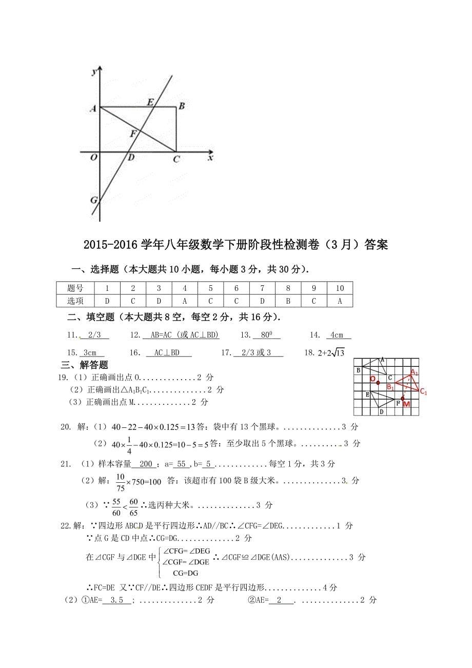 江阴市马镇2015-2016学年八年级下第一次月考数学试题含答案_第5页