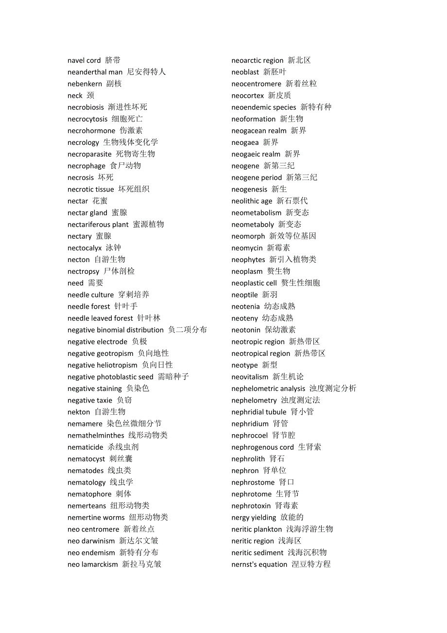 生物学专业英语词汇(字母n)_第2页