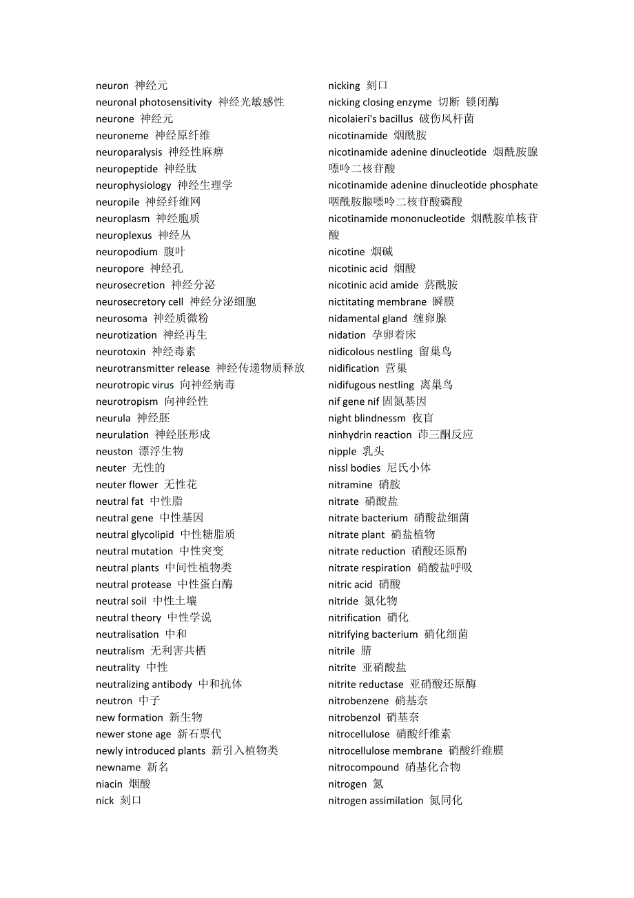 生物学专业英语词汇(字母n)_第4页