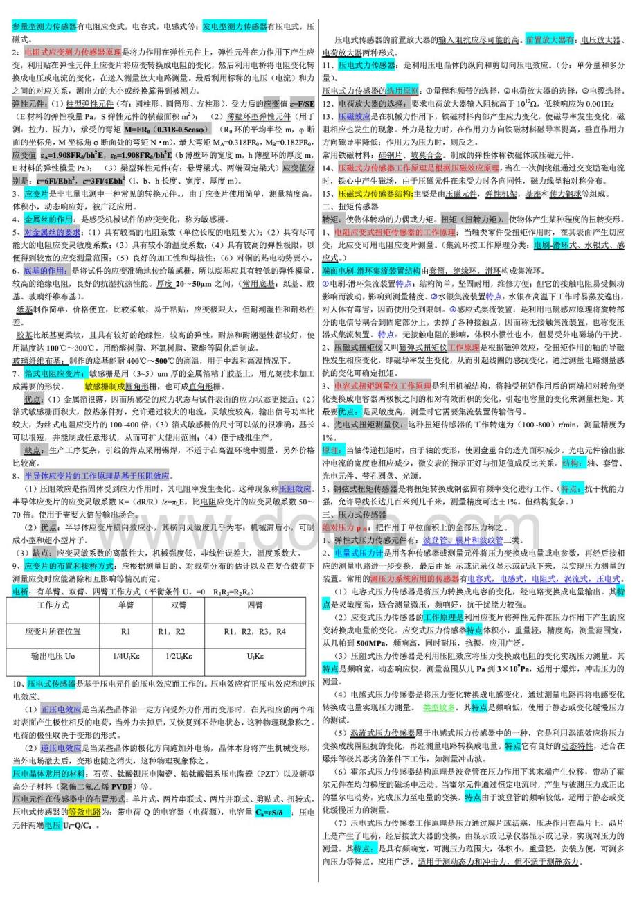 自考传感器与检测技术2202学习笔记重点标注掌握必过_第3页