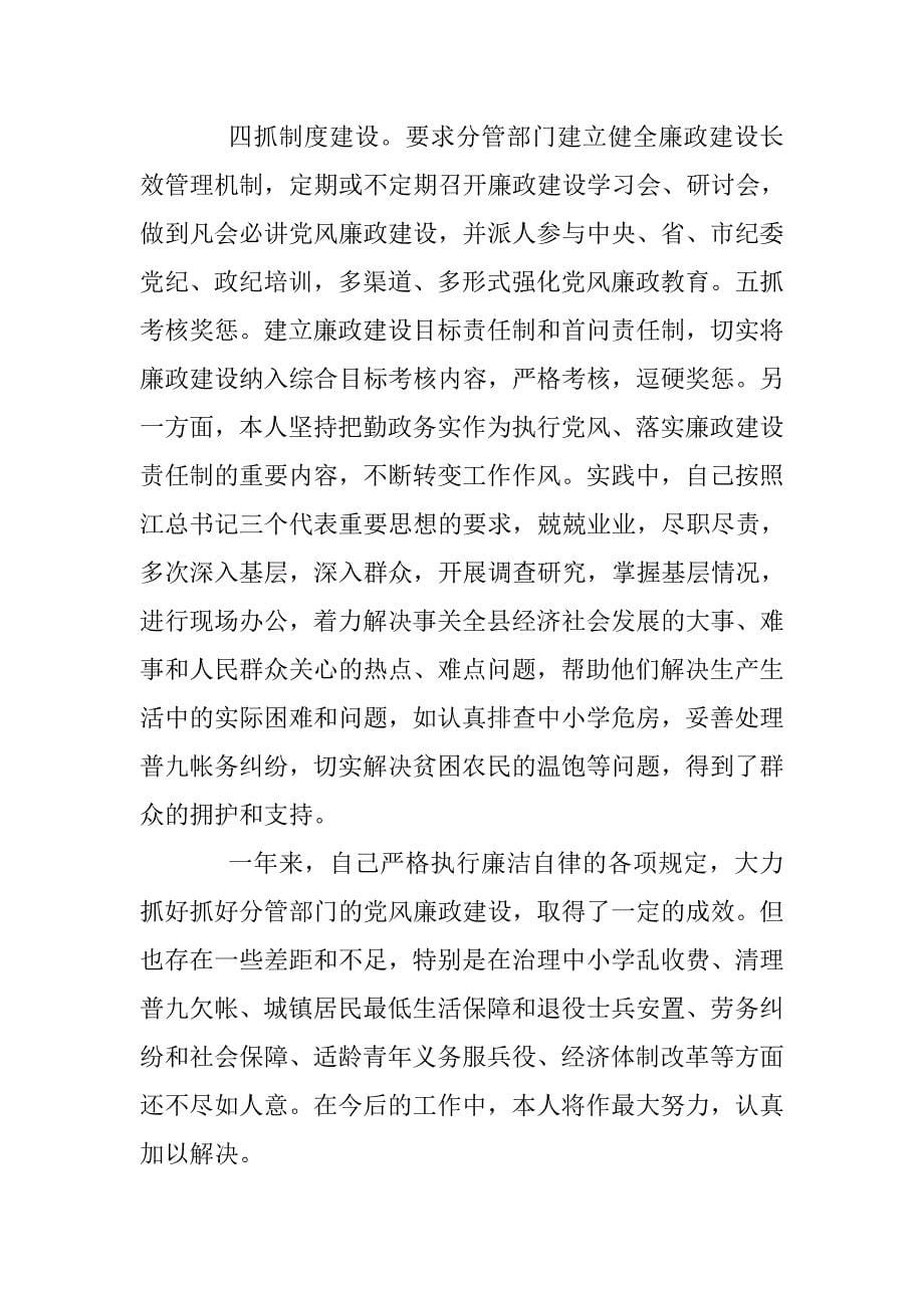 副县长党风廉政建设自查报告范文 _第5页