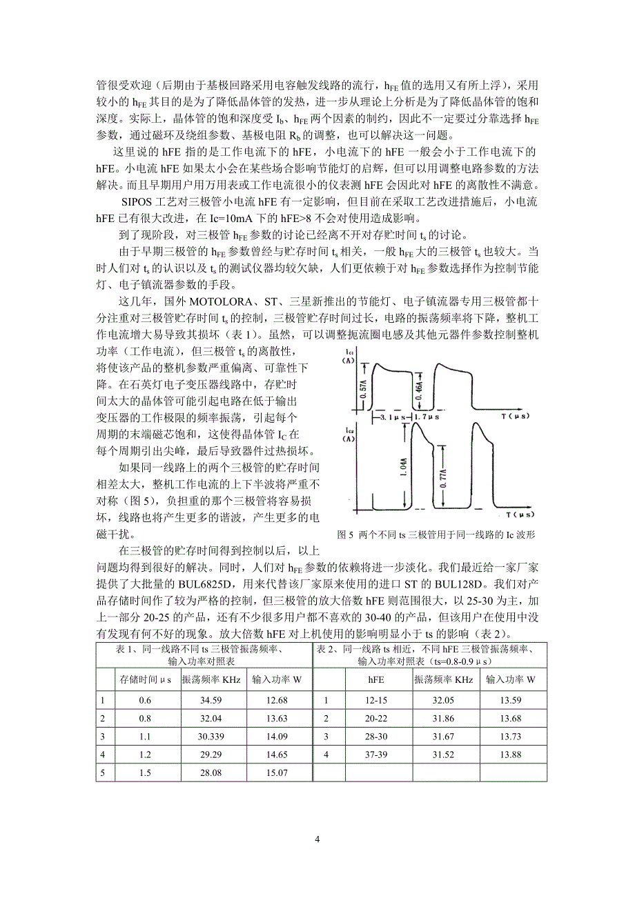 三极管在电子镇流器、节能灯应用中常见的几个问题_第4页