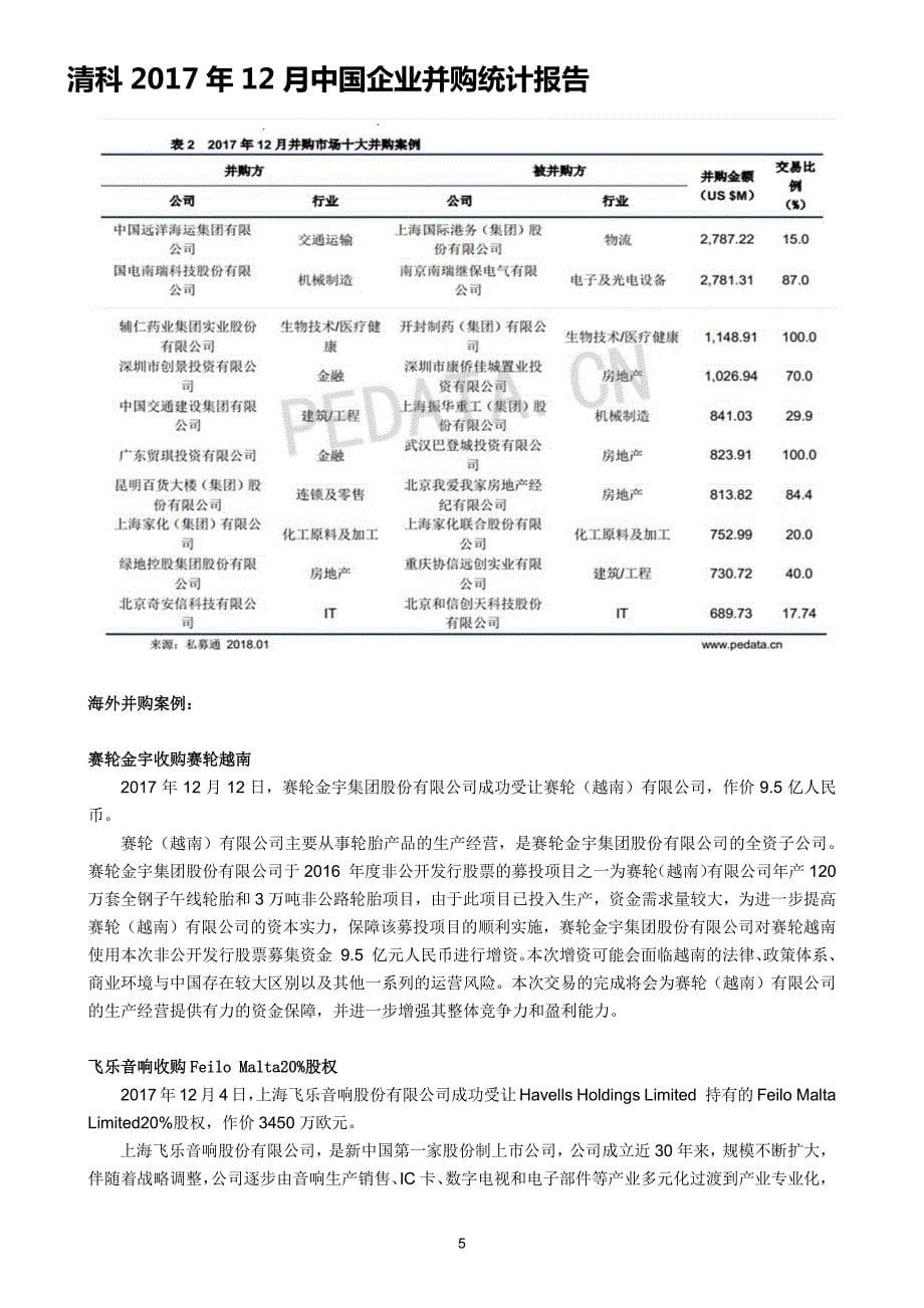 清科-2017年12月中国企业并购统计报告-8页_第5页