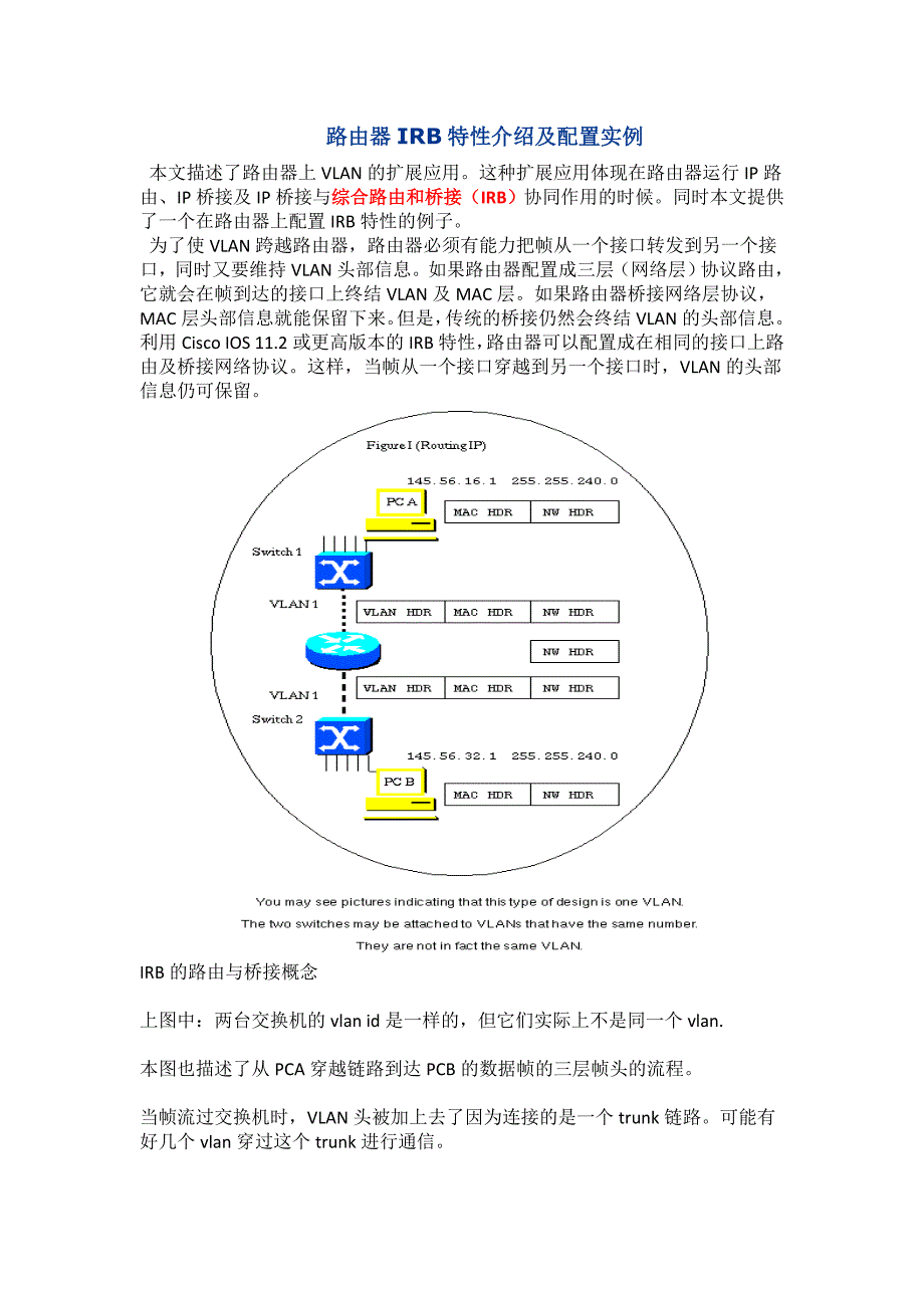 路由器irb特性介绍及配置实例_第1页