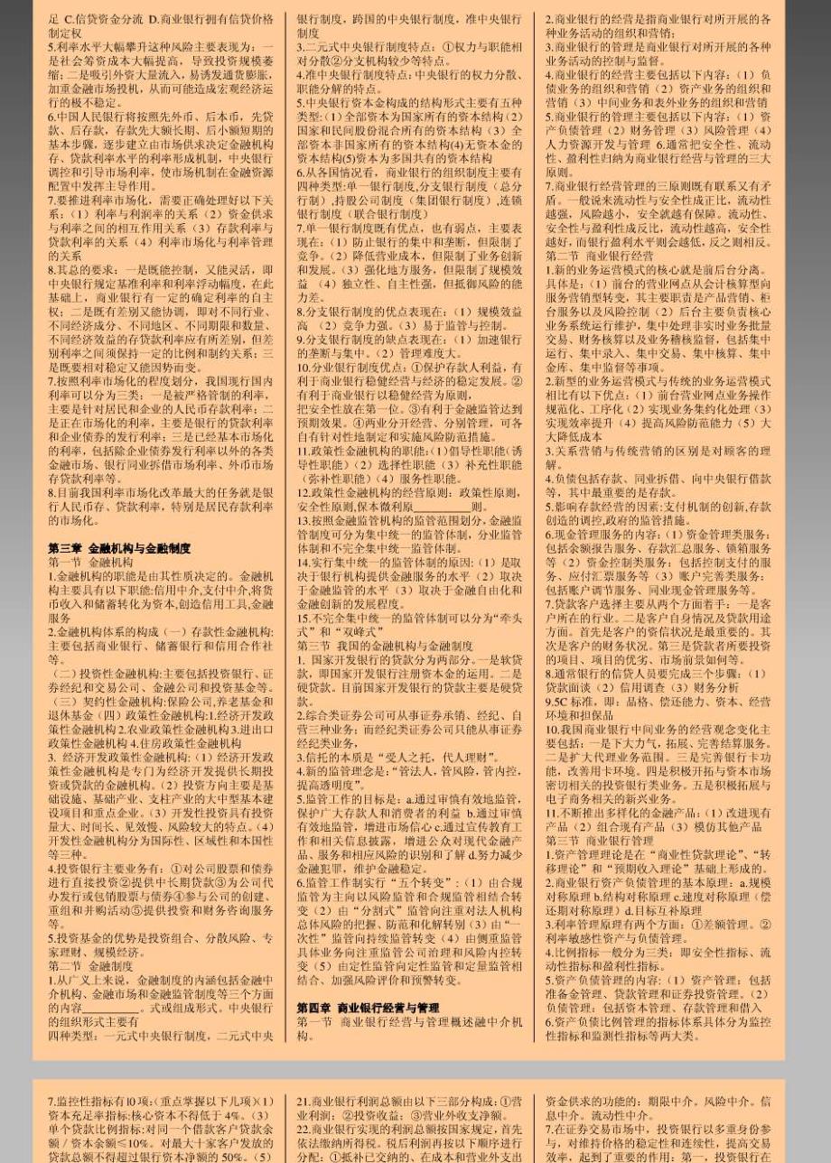 中级经济师金融专业 考试要点汇总 A4纸 一张打印_第2页