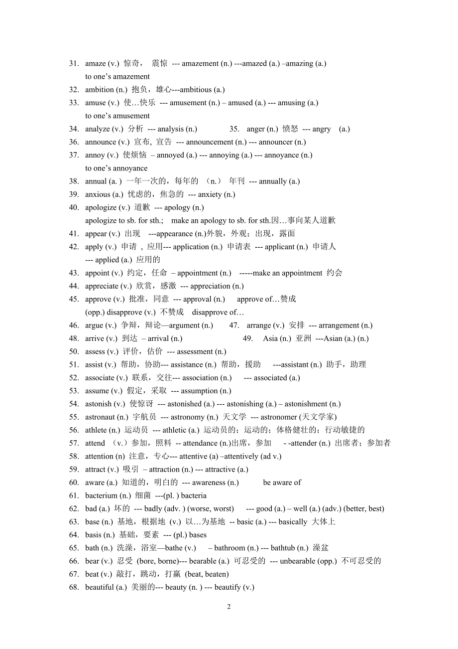 高考常用词汇词性转换_第2页