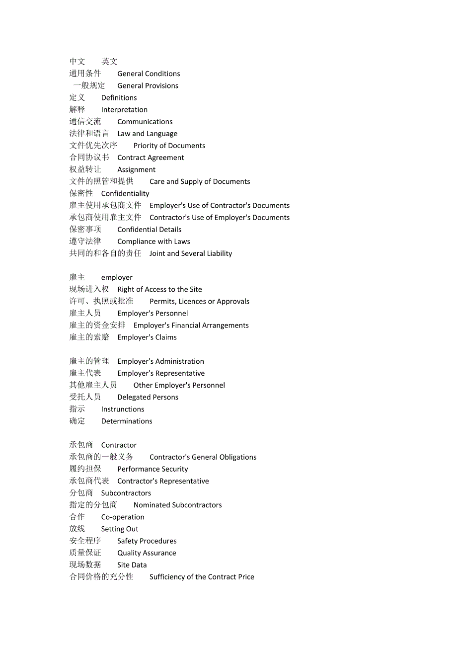 菲迪克fidic-设计采购施工(epc)合同术语(中英)_第1页