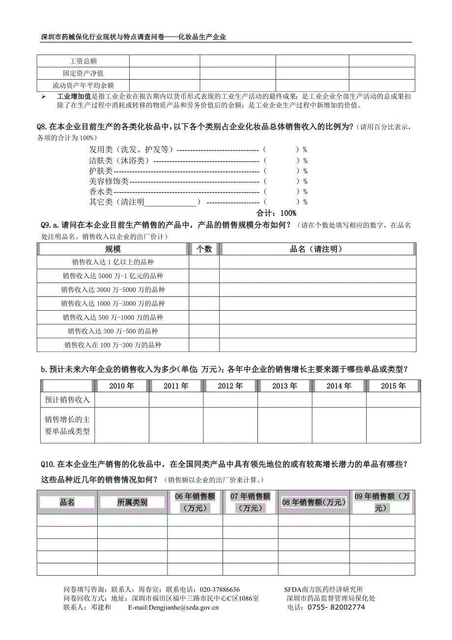 深圳市药械保化行业现状与特点调查问卷_第4页