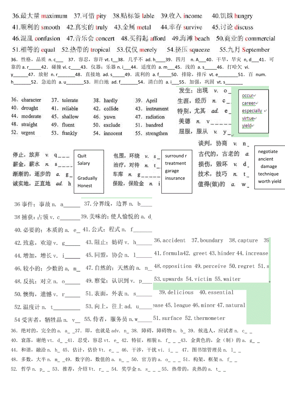 词汇翻译-真题罗列_第1页