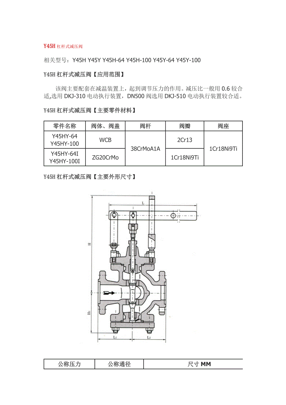 y45h-64dn50资料自贡电站阀门厂减压阀资料_第1页