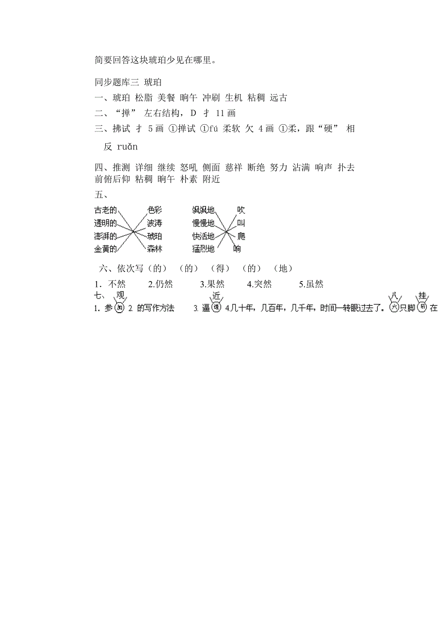 六年级-小六语文琥珀习题及答案_第3页